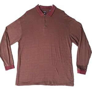 Pebble Beach Golf Mercerized Cotton Burgundy Brown Long Sleeve Polo Shirt Men XL